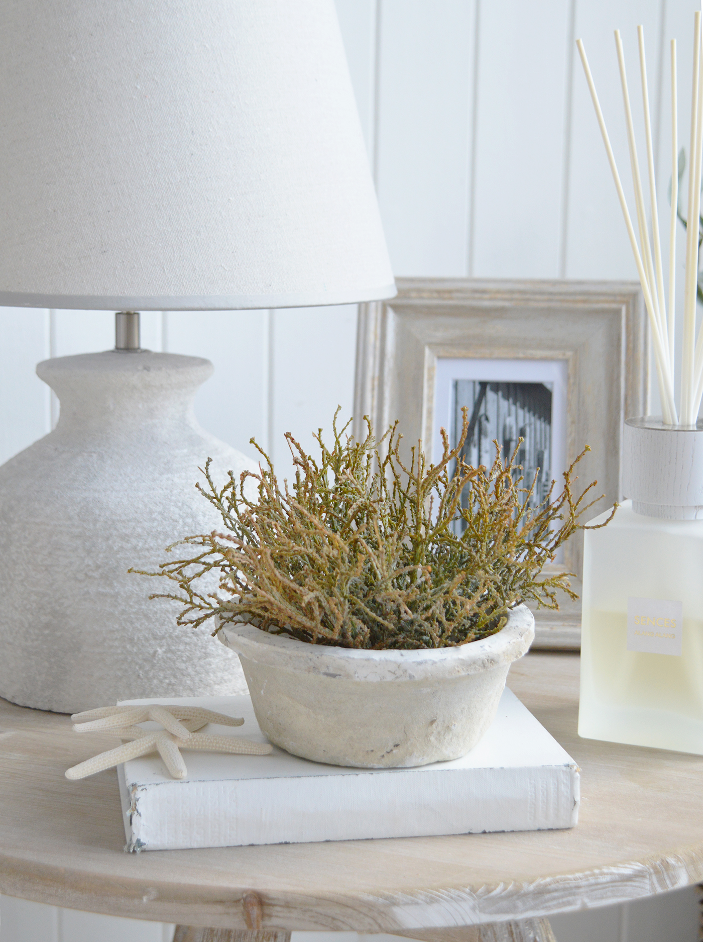 Faux cotton lavender in a Hamptons styled interior