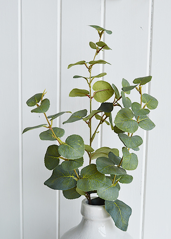 artificial Eucalyptus greenery stem spray in a vase