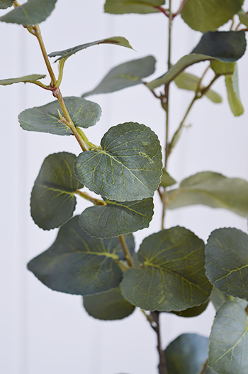 artificial Eucalyptus greenery stem spray close up