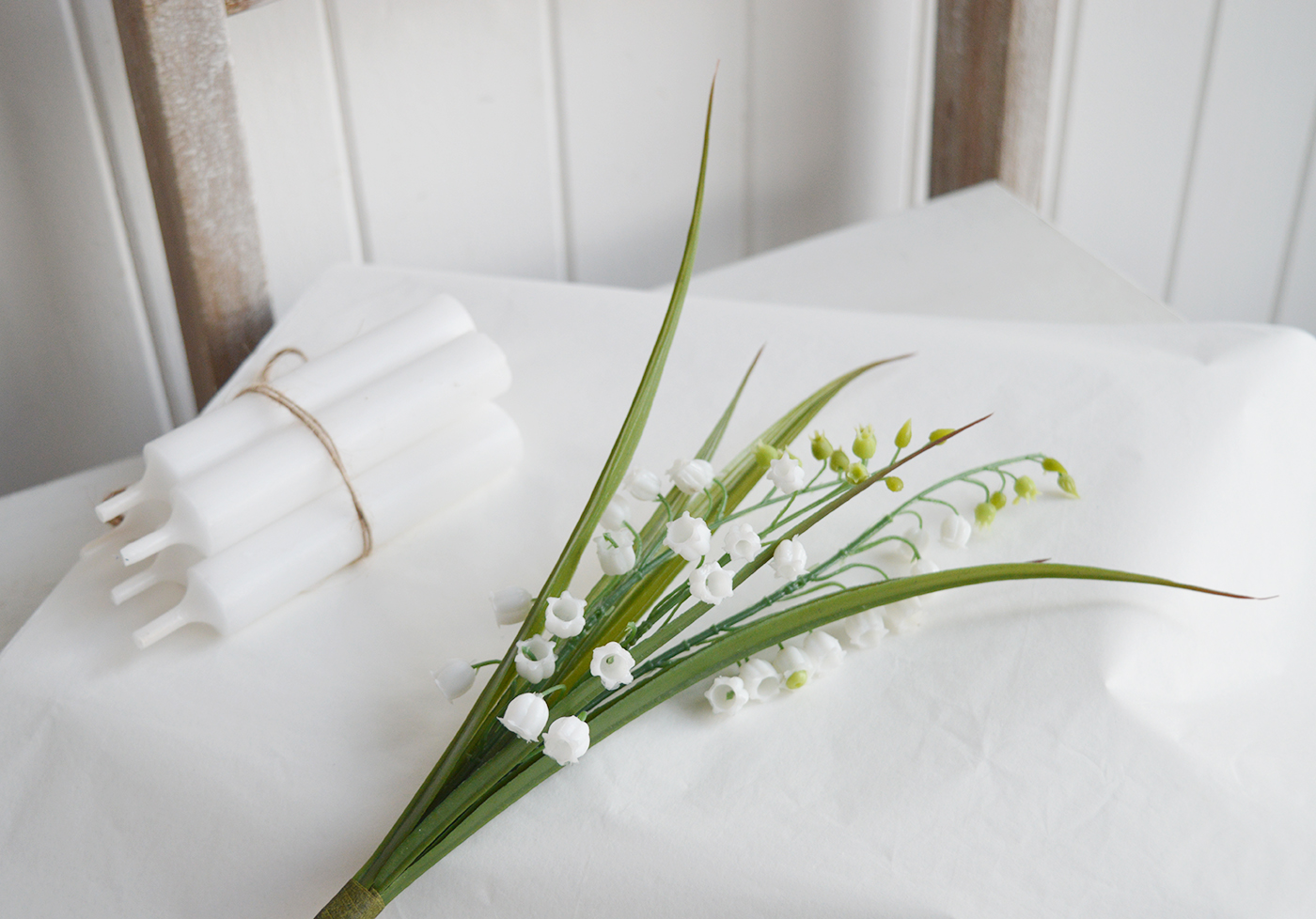 Artificial branches, greenery, fruits and flowers to decorate your New England styled interior. Ideal for all modern country, farmhouse and coastal homes - - Lily of the Valley