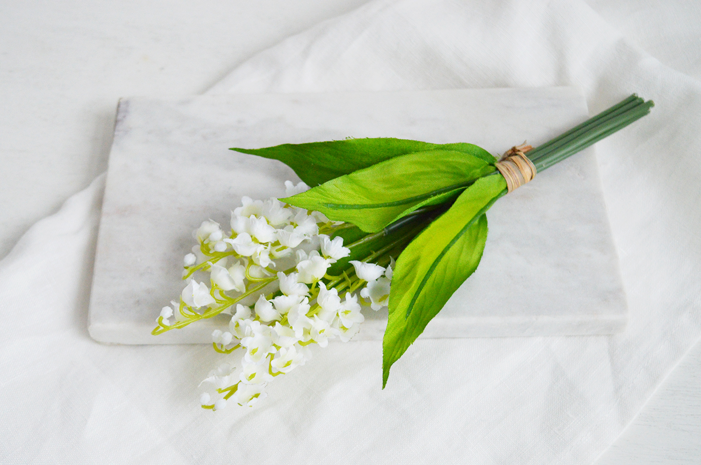 Artificial greenery Lily of the Valley bunch for styling New England style  interiors. Farmhouse, country, coastal and city homes