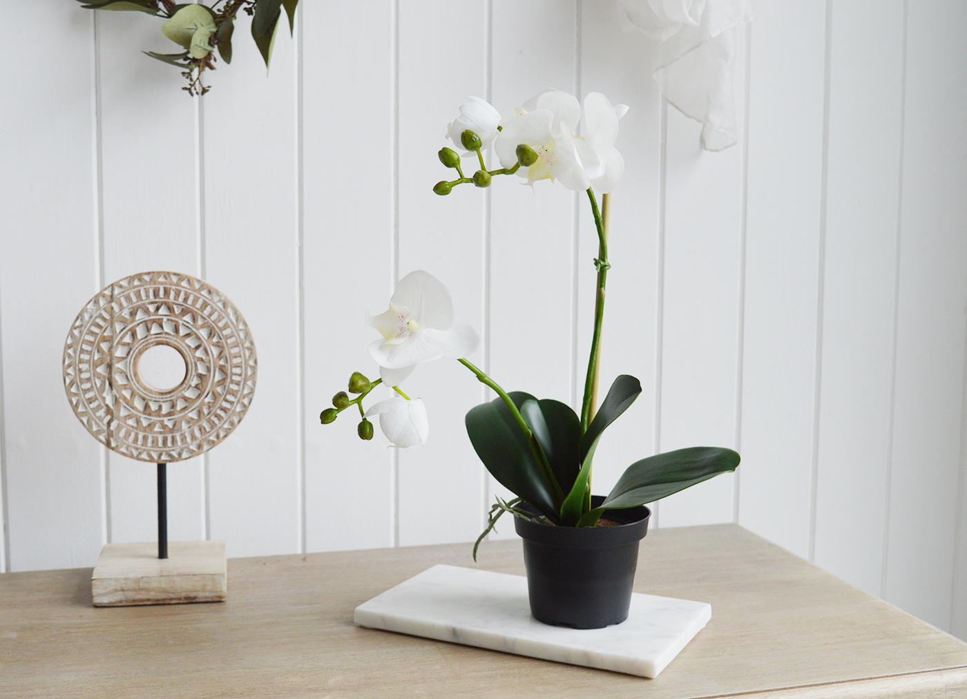 Artificial White Orchid for New England interiors