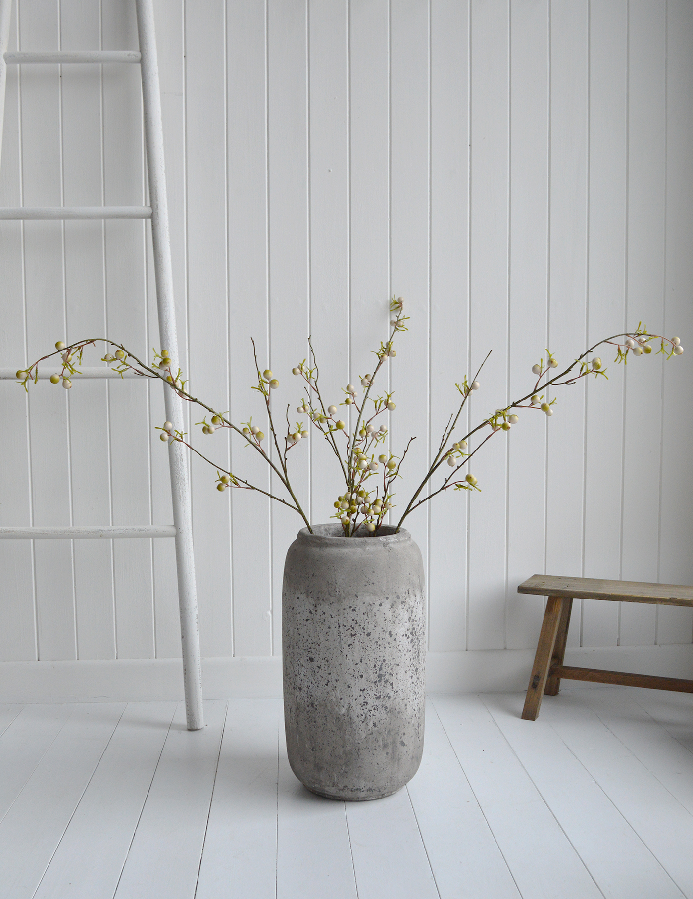 The White Lighthouse. White Furniture and New England accessories for the home. Artificial White Berry Branch