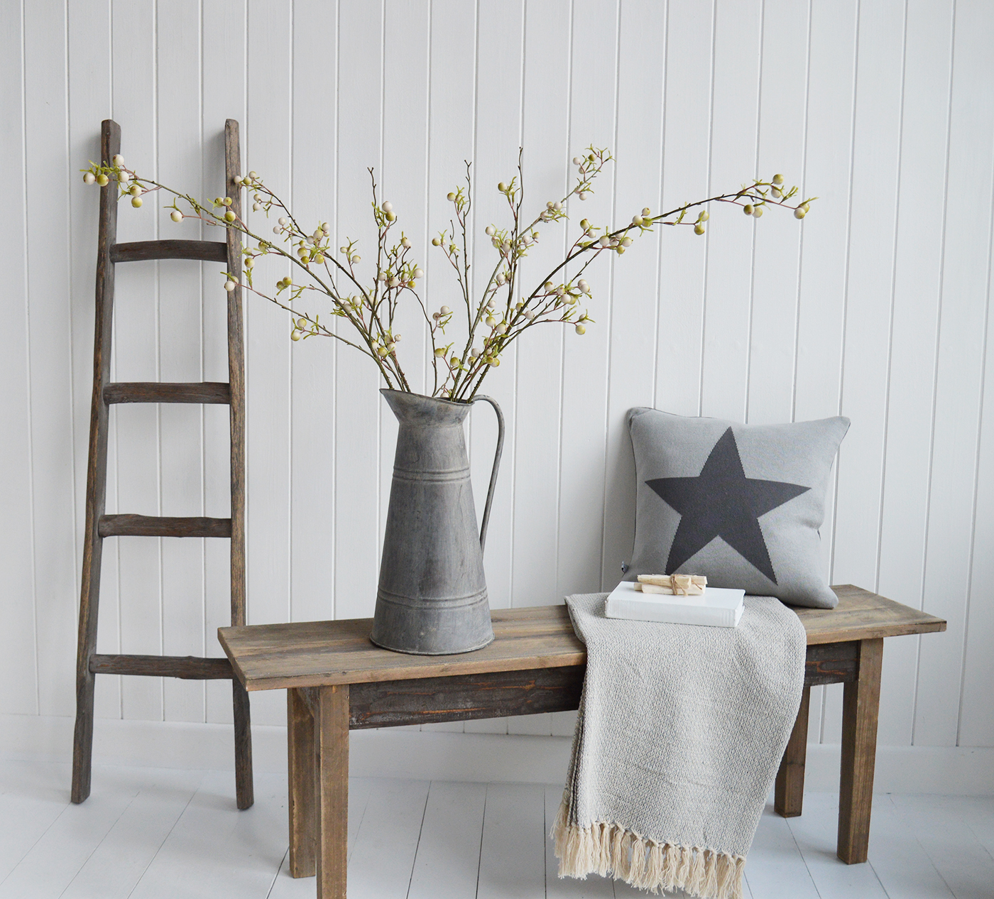 The White Lighthouse. White Furniture and New England accessories for the home. Artificial White Berry Branch