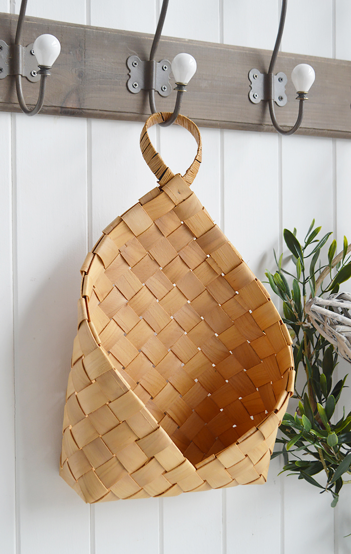 Branford hanging basket for wall decor. A useful and attractive basket to hang on hooks throughout the home. So many uses everywhere in all rooms 
