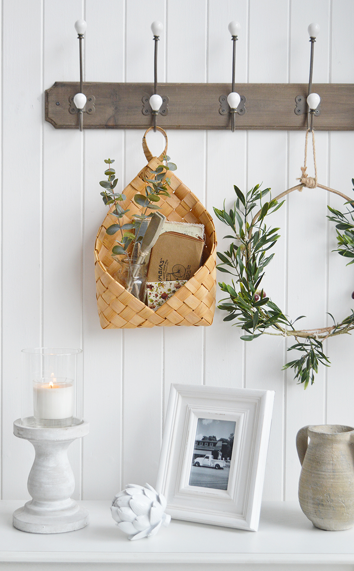 Branford hanging basket for wall decor. A useful and attractive basket to hang on hooks throughout the home. So many uses everywhere in all rooms 