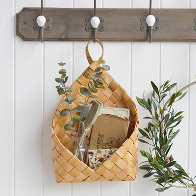 Branford hanging basket for wall decor. A useful and attractive basket to hang on hooks throughout the home. So many uses everywhere in all rooms 