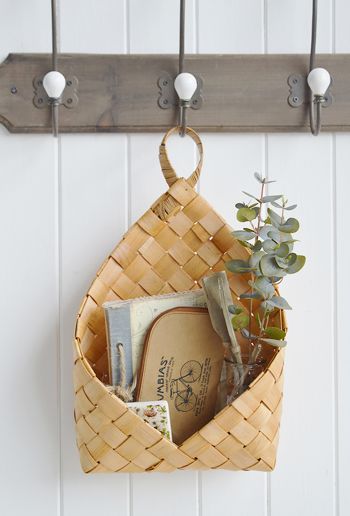 Branford hanging basket for wall decor. A useful and attractive basket to hang on hooks throughout the home. So many uses everywhere in all rooms 