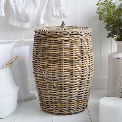 Casco Bay Large grey willow laundry basket