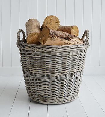 Grey willow log basket