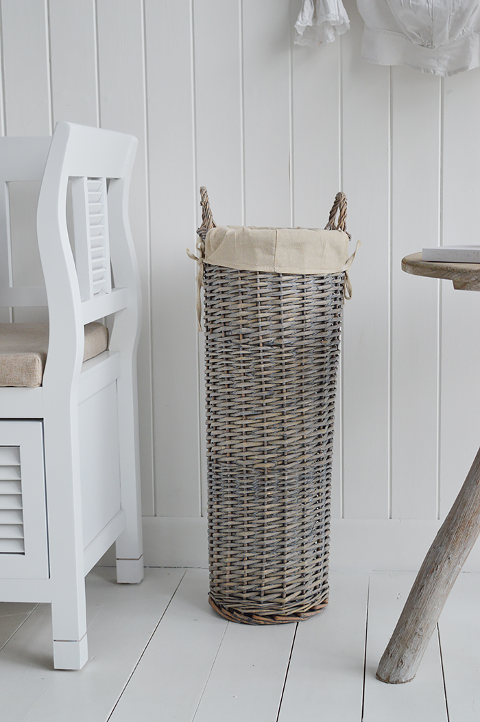 Grey umbrella basket for hallway storage