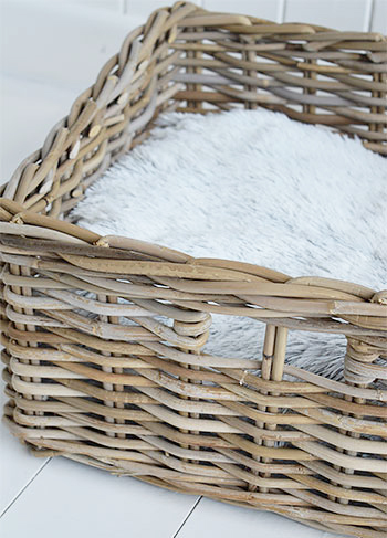 Grey basket for storage