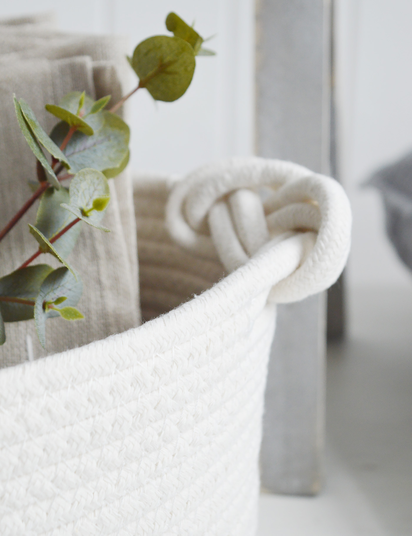 Set of Hove White Soft Cotton Basket. New England Coastal, Country and Modern Farmhouse furniture and interiors from The White Lighthouse