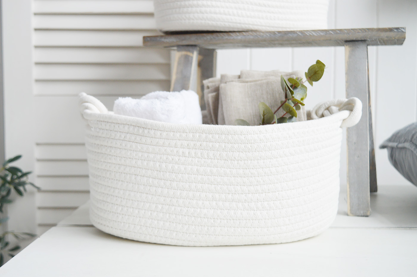 Set of Hove White Soft Cotton Basket. New England Coastal, Country and Modern Farmhouse furniture and interiors from The White Lighthouse