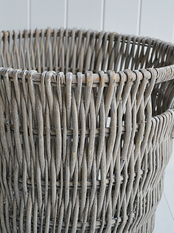 round grey basket storage