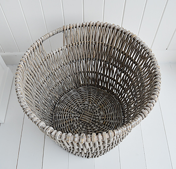 Round grey toy basket