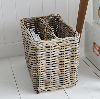 Casco Bay Grey Willow Magazine basket for living room storage