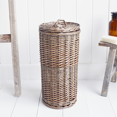 Harrow Toilet Roll Basket from The White Lighthouse Furniture and Home Interiors for New England, country, coastal and city homes for hallway, living room, bedroom and bathroom