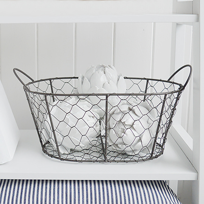 Casco Bay extra large Round basket with handles for logs, toys and everyday storage from The White Lighthouse Furniture and Home Interiors for New England, country, coastal and city homes for hallway, living room, bedroom and bathroom