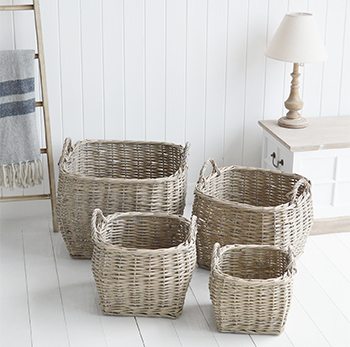 Set of 4 grey round baskets