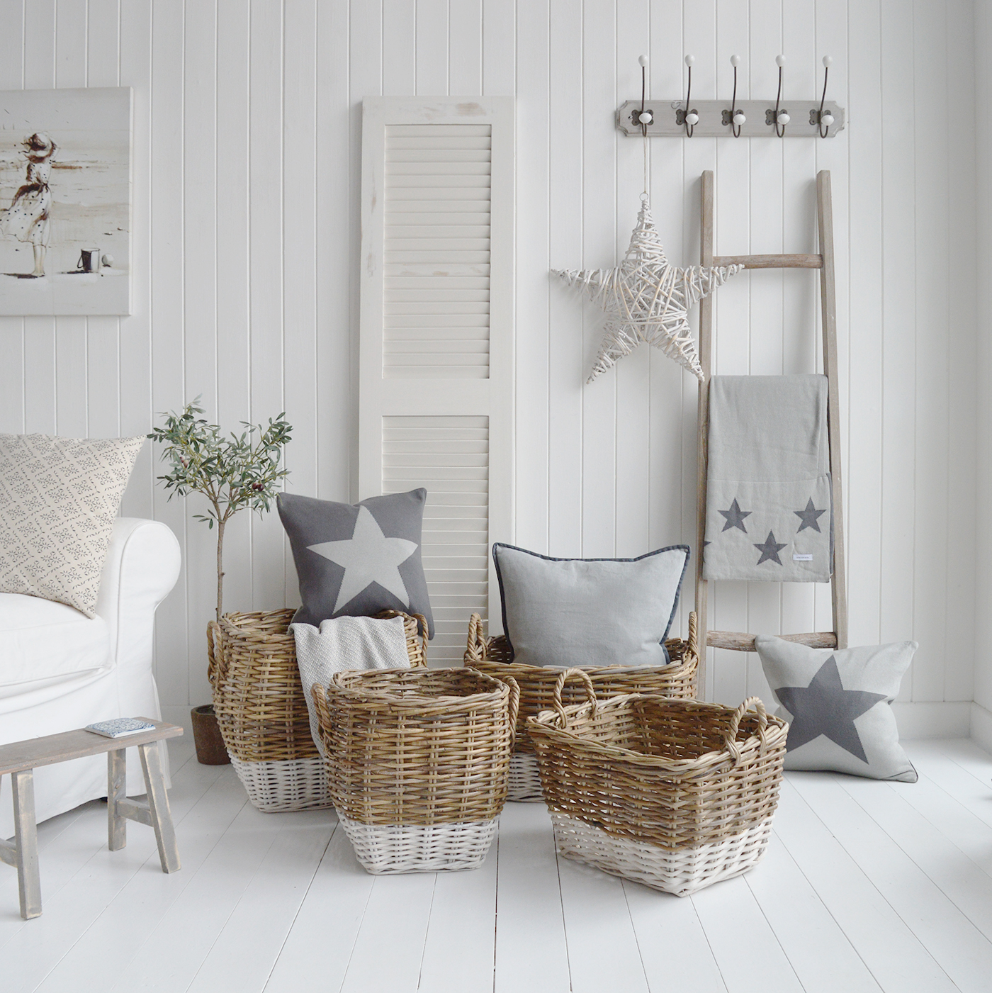 New England style home accessories and furniture for modern farmhouse, country and coastal home interiors