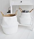 Kingston set of 2 white bellybaskets, basket storage