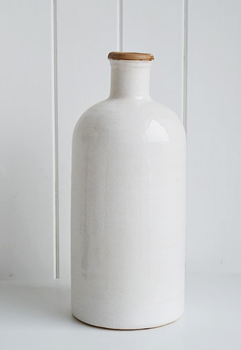 A white stoneware bottle