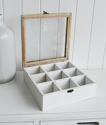 Antique white compartment storage box