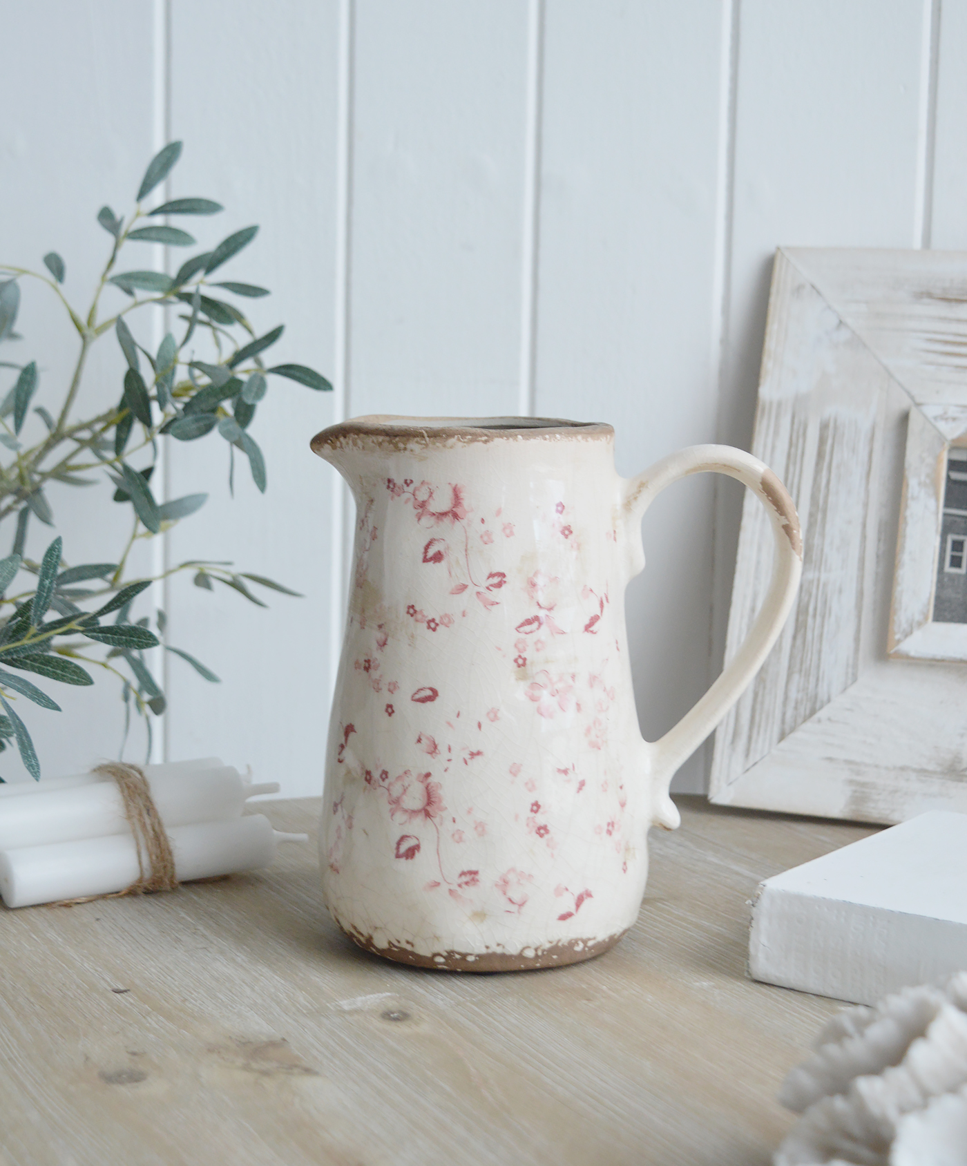 Campton aged ceramic jug - range of ceramics available to complement coastal and modern farmhopuse homes