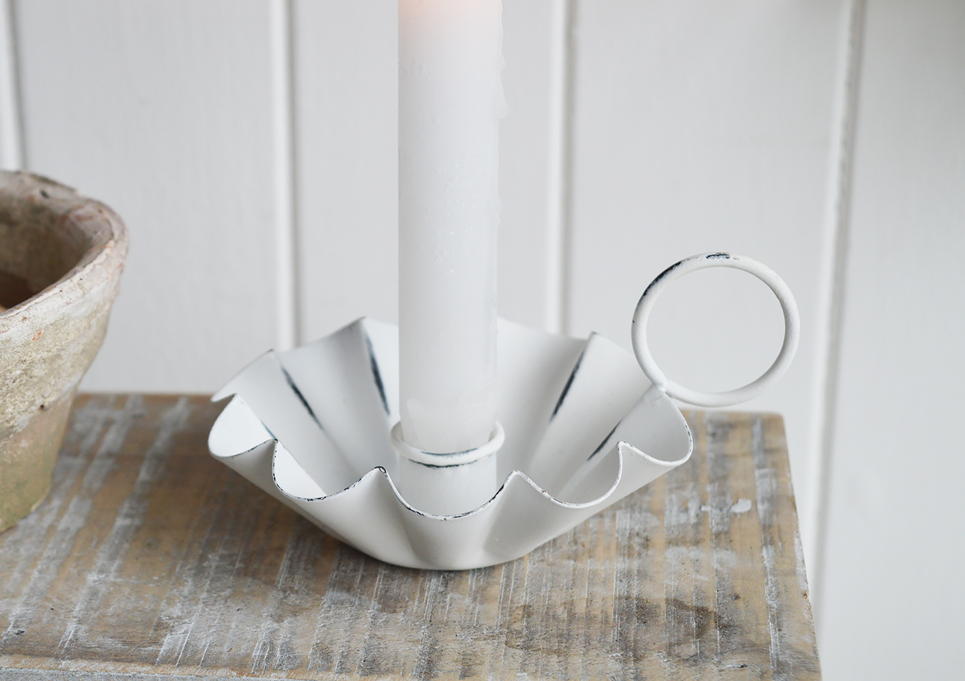 Cream Chamberstick candle holder - New England Coastal & Country Furniture and Home Decor for beautiful homes.