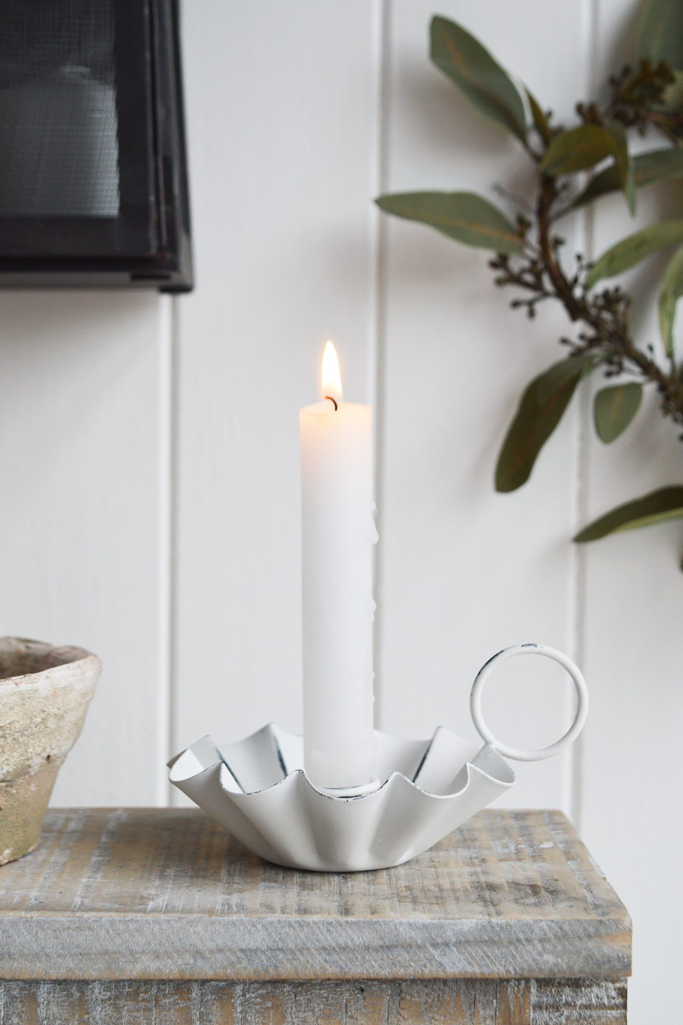 Cream Chamberstick candle holder - New England Coastal & Country Furniture and Home Decor for beautiful homes.
