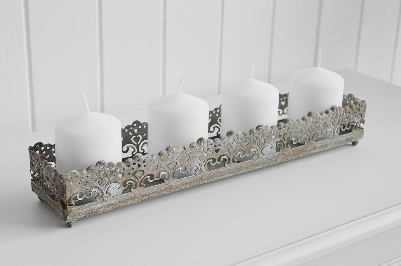 Vintage Candle Holder Tray - New England, Coastal and Country Accessories and Furniture for home interiors