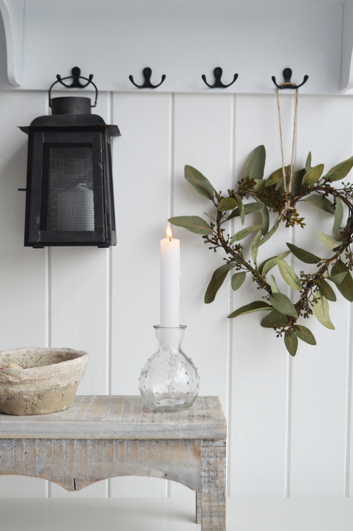 New England, country, coastal and modern farmhouse furniture and home interiors. Candle holder