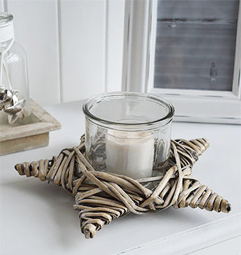 Grey willow star candle holder