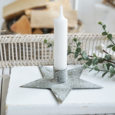 Zinc star candle holder - New England, Coastal and Country Accessories and Furniture for home interiors