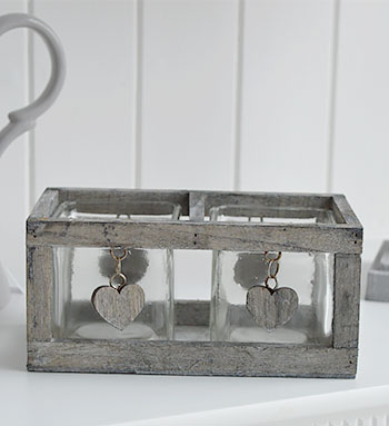 Grey heart candle holder