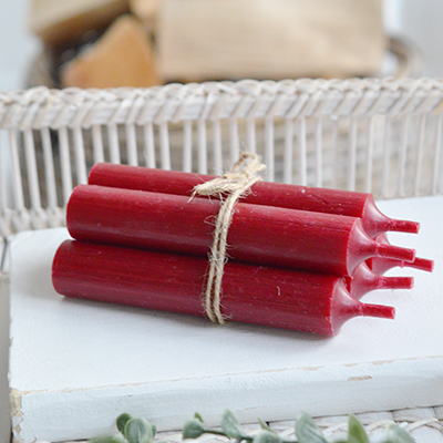 Bundle of 5 red candles, idela to style New England modern farmhouse and country homes