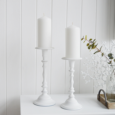 Nautical And White Candle Holders New, Large White Wooden Candle Holders Uk