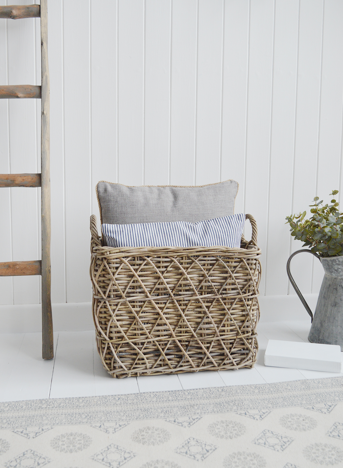 Casco Bay grey willow storage basket 