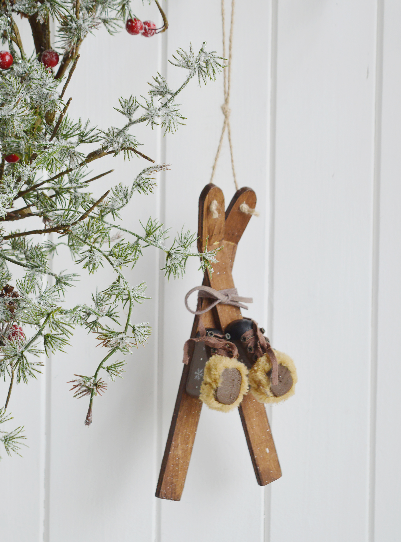 Hanging Skis - New England Ski Lodge style Christmas Decor