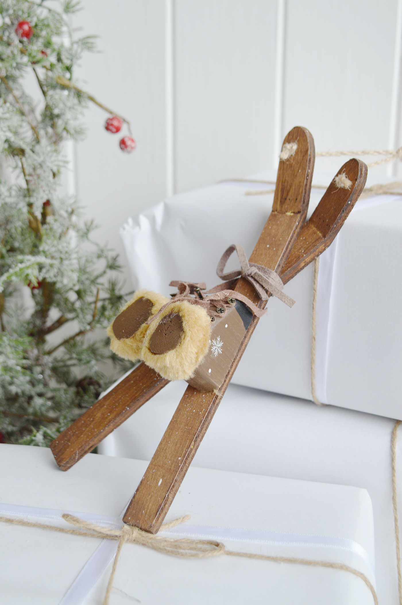 Hanging Skis - New England Ski Lodge style Christmas Decor