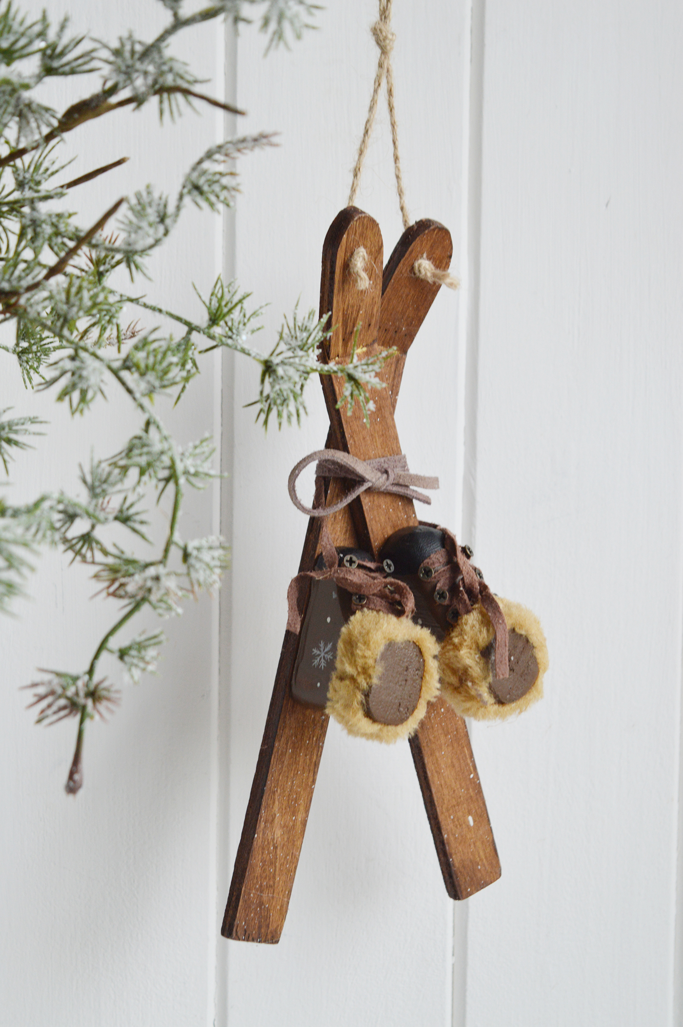 Hanging Skis - New England Ski Lodge style Christmas Decor