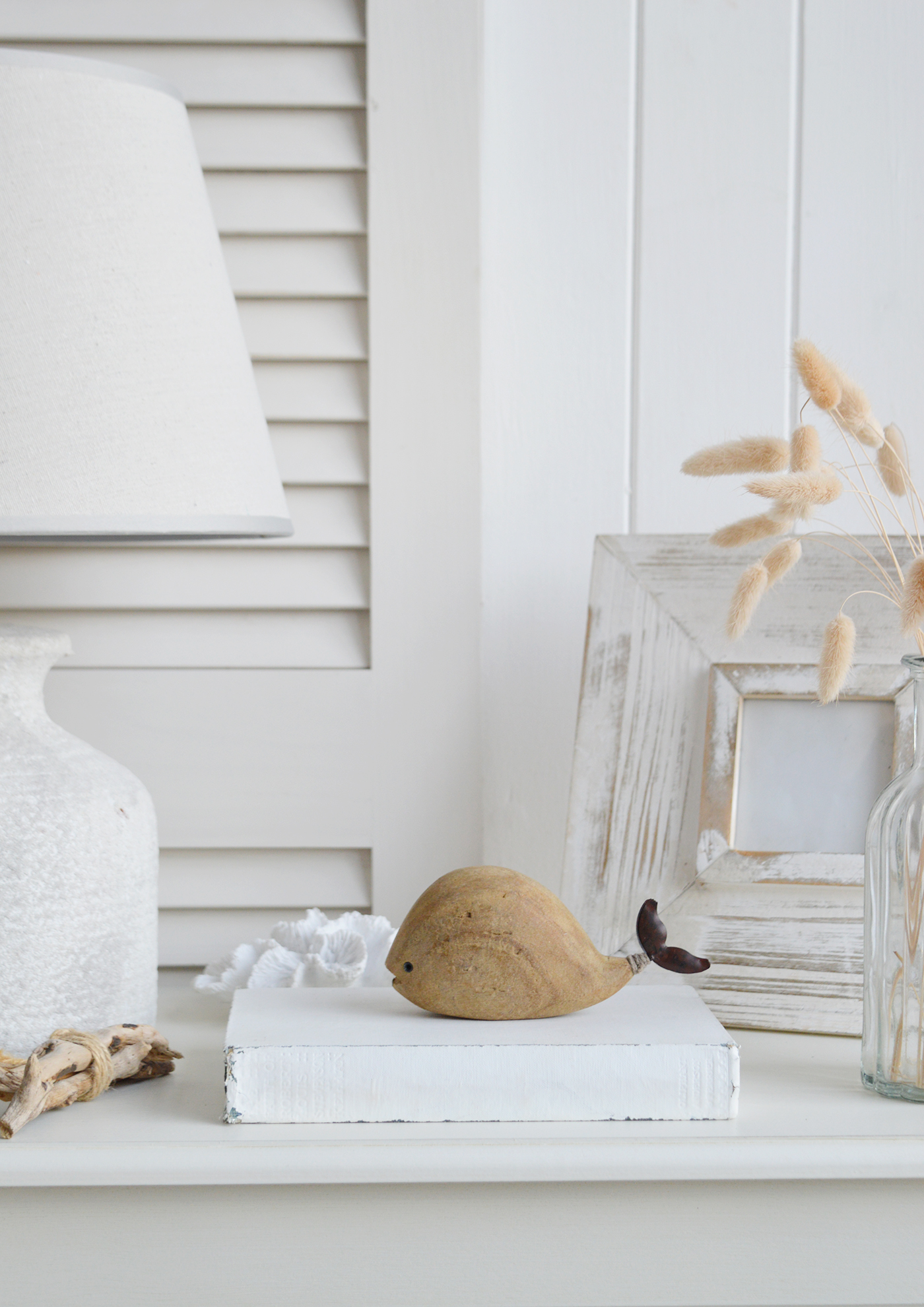 Little driftwood whale for styling a coastal room
