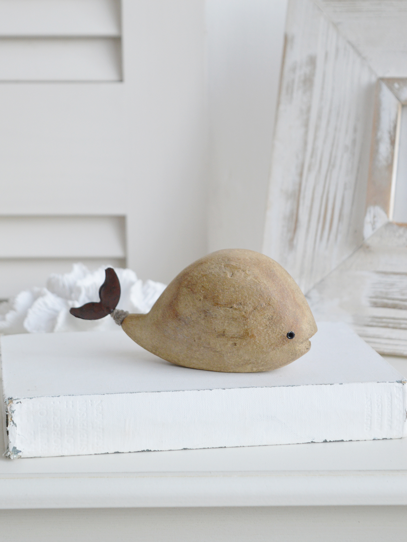 mall Wooden Whale - Hamptons and New England Coastal Home Decor Accessories