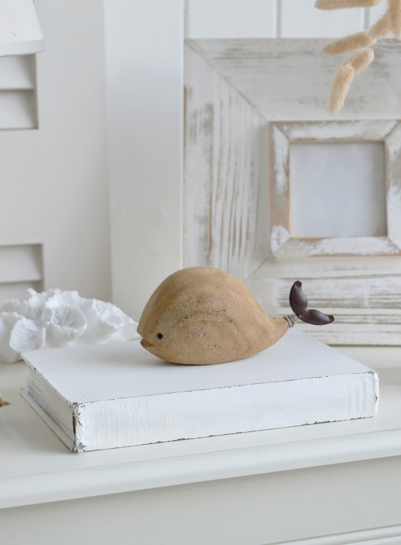 coast decor for the home, a little driftwood wooden whale