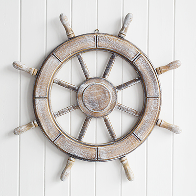 Rustic Captains Wheel - Coastal Nautical Beach Furniture &  Accessories