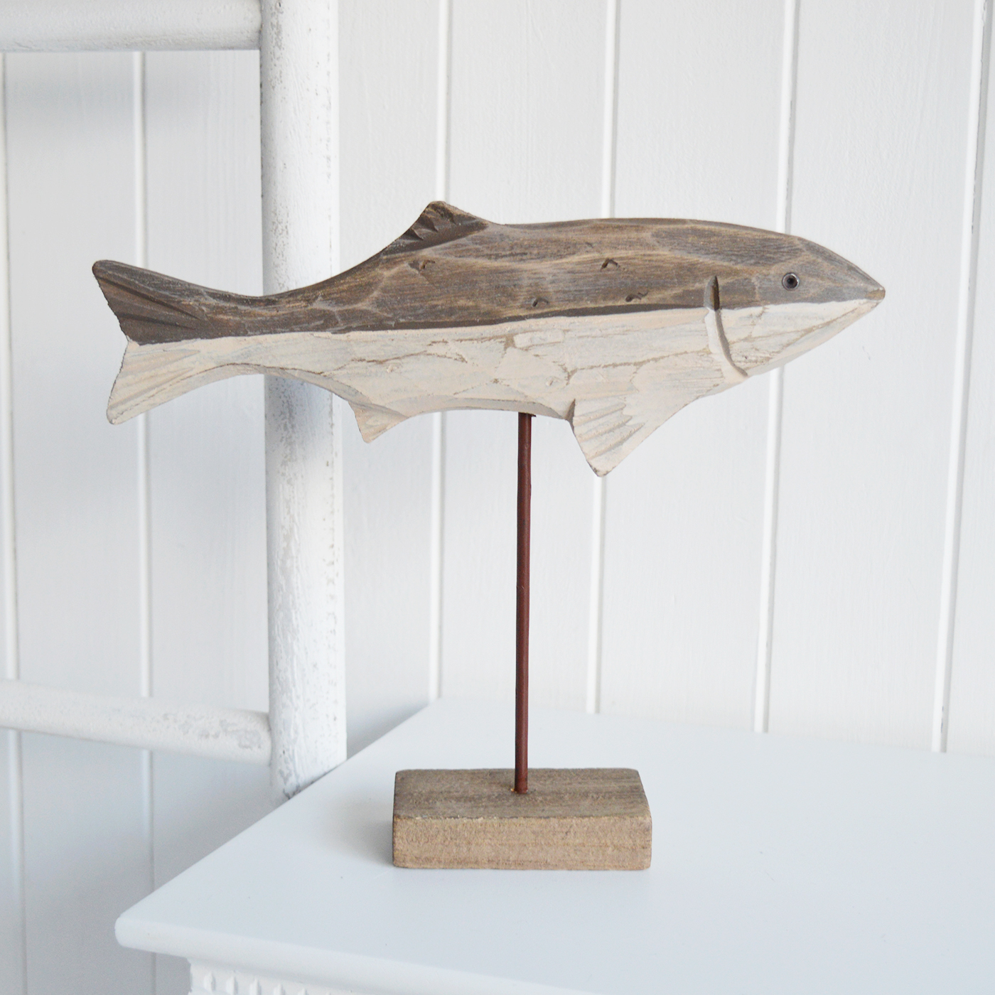 Nautical, coastal and beach home decor accessories and Furniture from The White Lighthouse Furniture - Driftwood Standing Fish