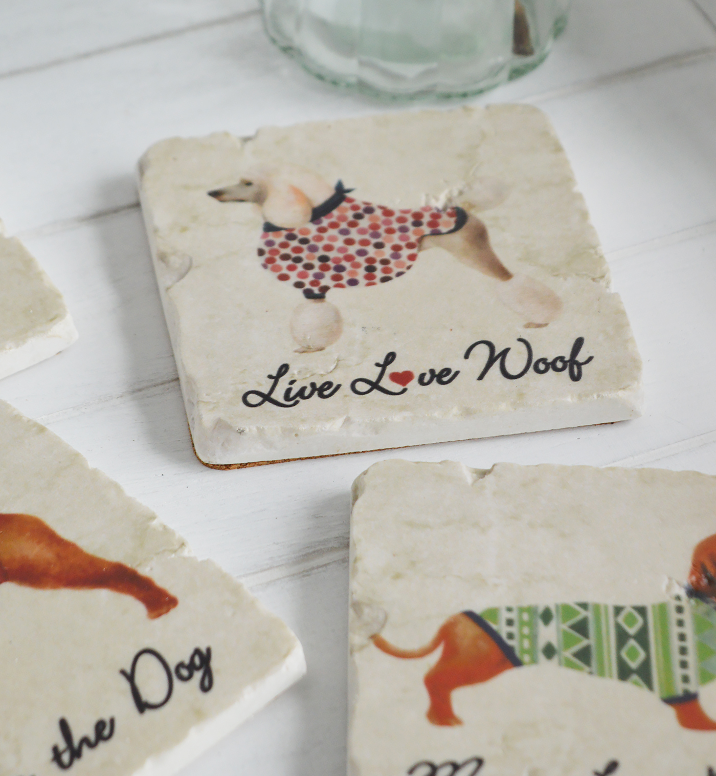 New England style home interiors from The White Lighthouse Furniture - Dog lover coasters
