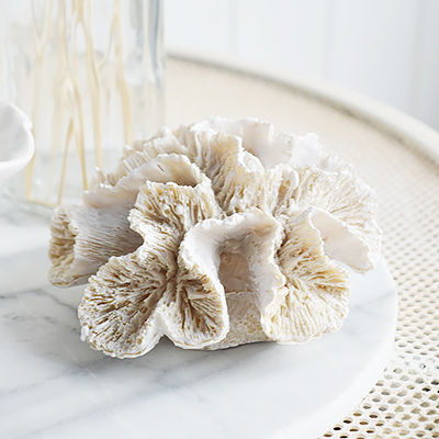 Decorative White Coral - Coffee Table Decor Elegant Coastal New England from The White Lighthouse Home. White Furniture and home decor accessories for the home interiors. New england interiors for luxury coastal home interiors