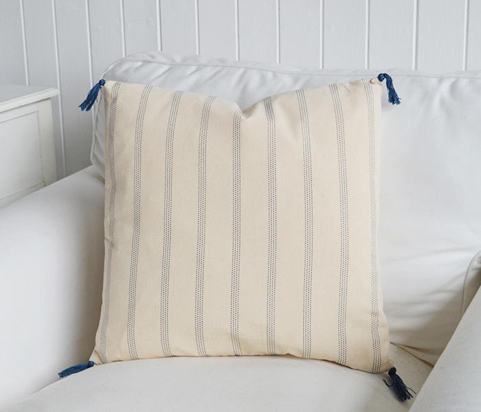 Bristop Vintage Linen Style cushion with Navy Stripes